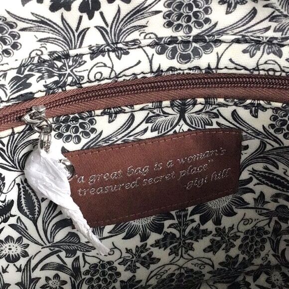 Gigi Hill LA Black Brown Tooled Vegan Leather Extra Large Travel Duffel Tote - Picture 16 of 16